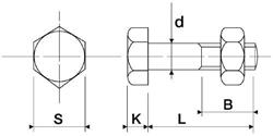 Bolt with nut D601/555 4.6 Zinc plated