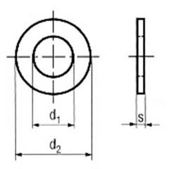  Plain washers, A = without chamfer, D 125 steel