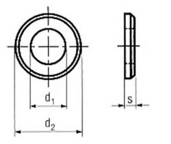 Plain washers, B = with chamfer (punched), D 125 steel