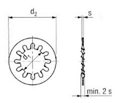  Serrated lock washers, I24860A external teeth, D 6798 spring steel A yellow ZP